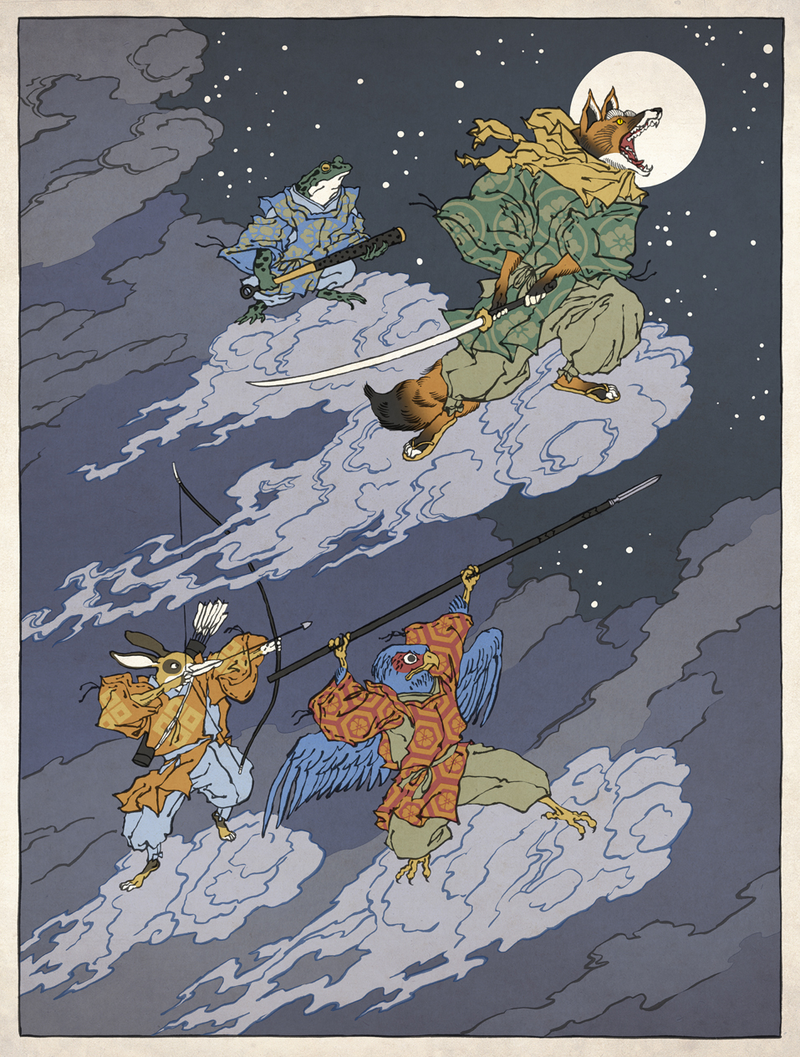 Illustration for article titled Classic video game characters, drawn in the style of Japanese ukiyo-e woodblock art